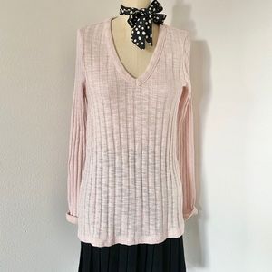 TOPSHOP Light Pink V-Neck Long Sleeve Sweater
